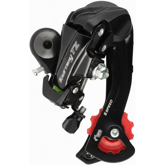 RD-TZ500 Direct Mount 6 Speed Bicycle Rear Derailleur with Bracket, Red, Compatible with 6-Speed Drivetrain Systems