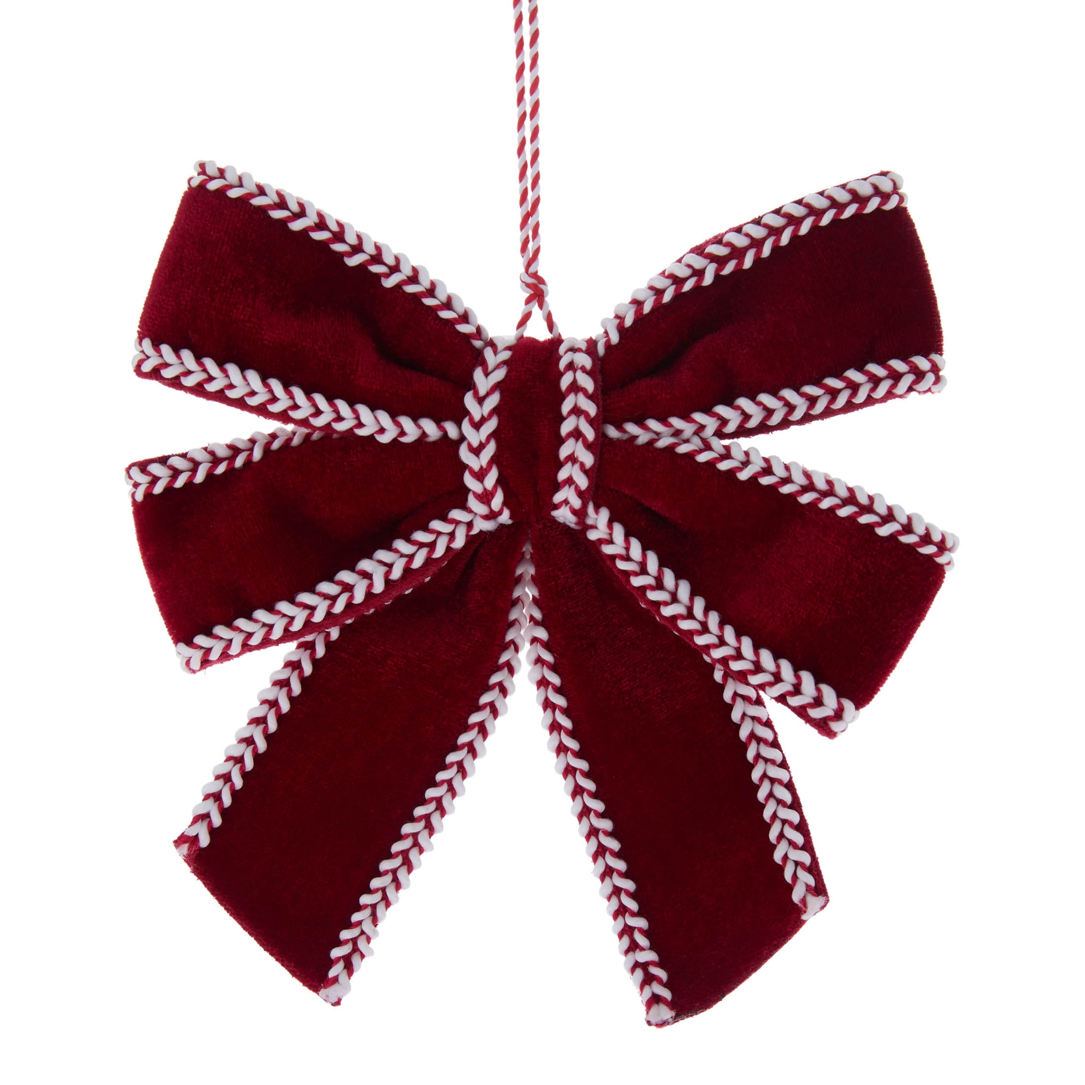 Red and White Velvet Bow Christmas Ornament, 6.3", by Holiday Time