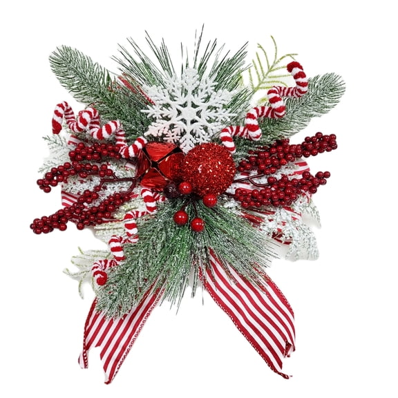 Red and White Embellished Decorative Christmas Bow, 13", by Holiday Time