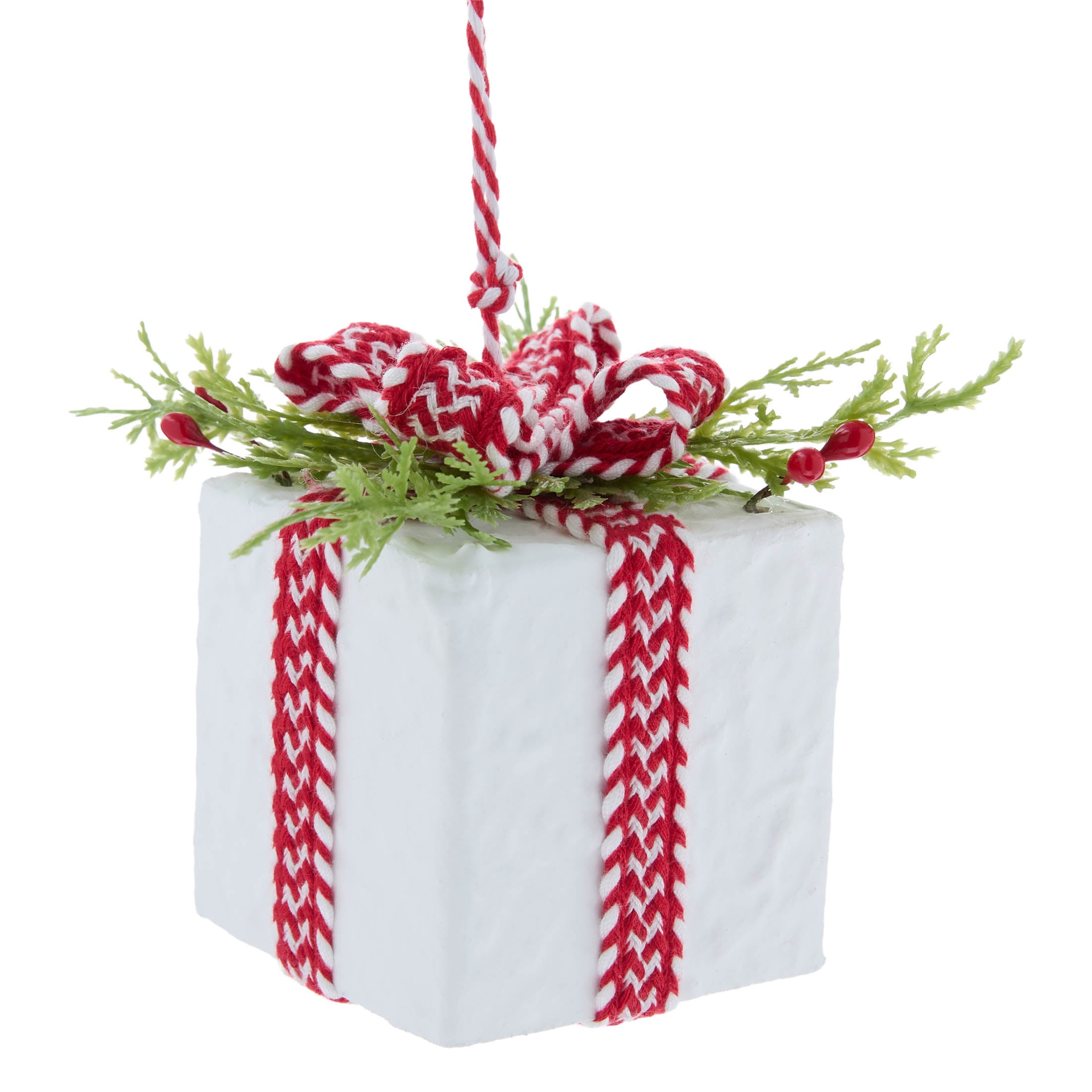 Red/White/Green Gift Box Christmas Ornament, 4.8", by Holiday Time