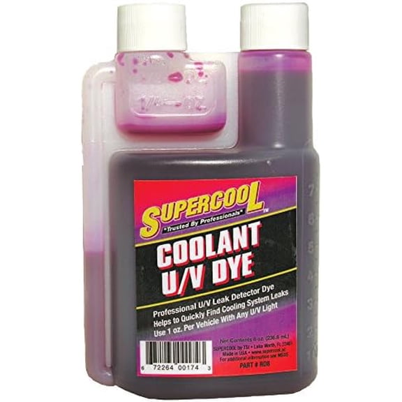 RD8 Radiator Coolant Water Based U/V Leak Detection Dye (Self Measure Bottle), Purple, 8-Ounce Bottle