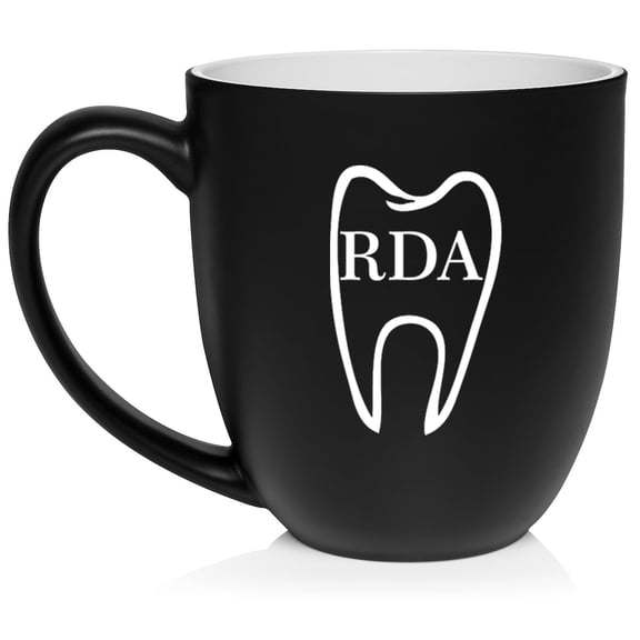 RDA Registered Dental Assistant Ceramic Coffee Mug Tea Cup Gift for Her, Him, Friend, Coworker, Wife, Husband (16oz Matte Black)