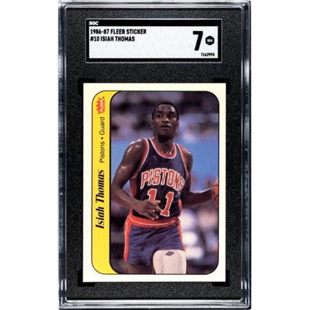 RDB Holdings & Consulting CTBL-040875 No.10 Isiah Thomas 1986-1987 Fleer NBA Rookie Sticker Card - SGC Graded 7 NM - Detroit Pistons-HOF