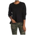 thumbnail image 1 of RDI Womens Waffle-Knit Medium Front-Pocket Tunic Top   Black M, 1 of 3