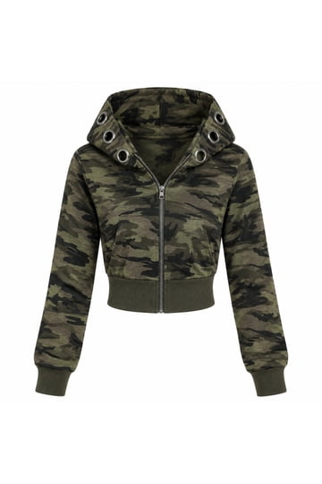 Cropped Camo Hoodie