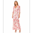 thumbnail image 1 of RDKTPXZ Women's Floral Chiffon Maxi Dress, Ruffle V-Neck, Belted, 1 of 9