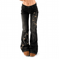 thumbnail image 1 of RDKTPXZ Women's Mid Rise Floral Embroidered Flare Jeans Y2K Bell Bottoms, 1 of 15