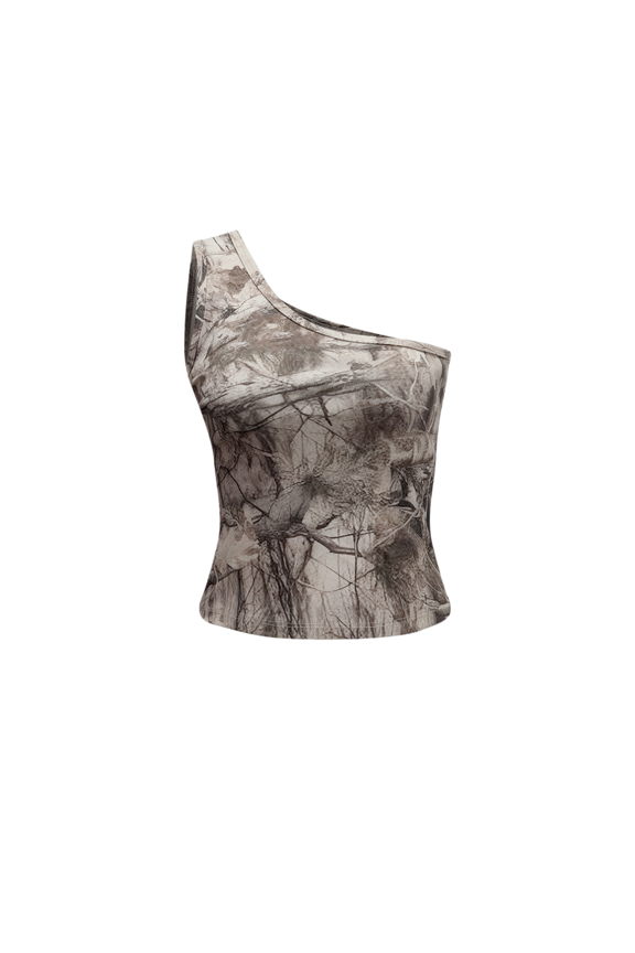 Woodland Bark Leaf Camo Apparel Separates, Cotton-Blend Streetwear Tops or Shorts