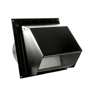 RDP Heavy Duty Hooded Wall Vent with Spring Loaded Damper and Screen 6 inch, Black