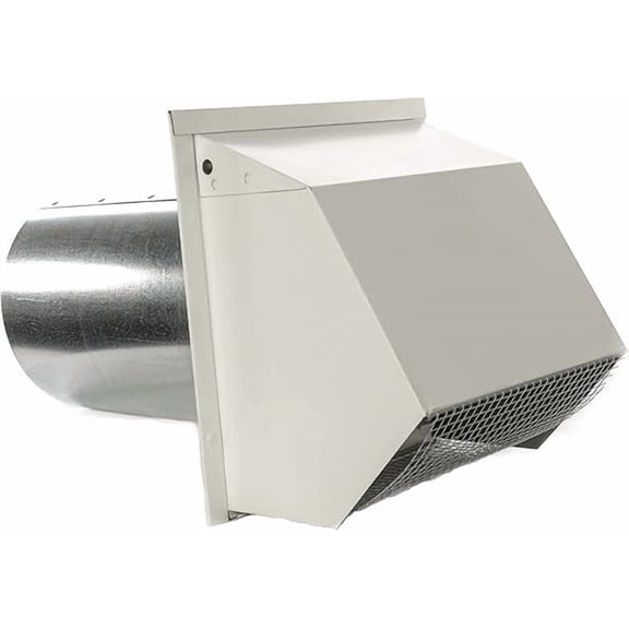 RDP Hooded Wall Vent with Screen and Damper (4 Inch, White)