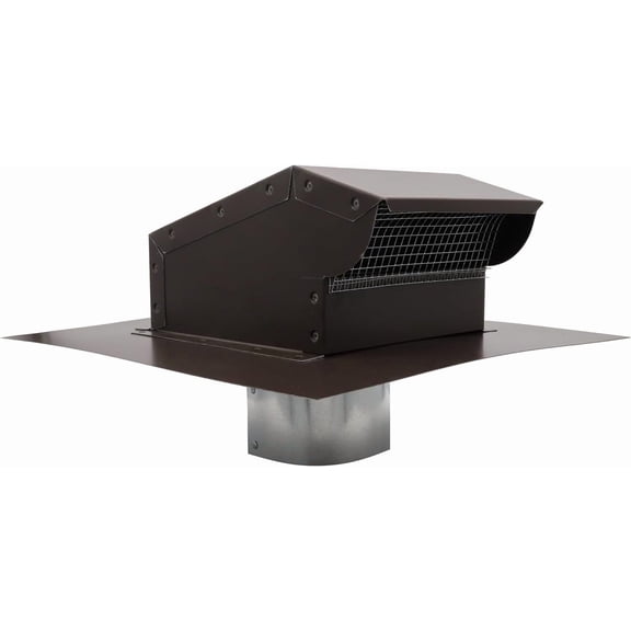 RDP Rooftop Exhaust Vent Cap with Damper and Bottom Extension (10 Inch, Brown)