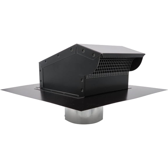 RDP Rooftop Exhaust Vent Cap with Damper and Bottom Extension (4 Inch, Black)