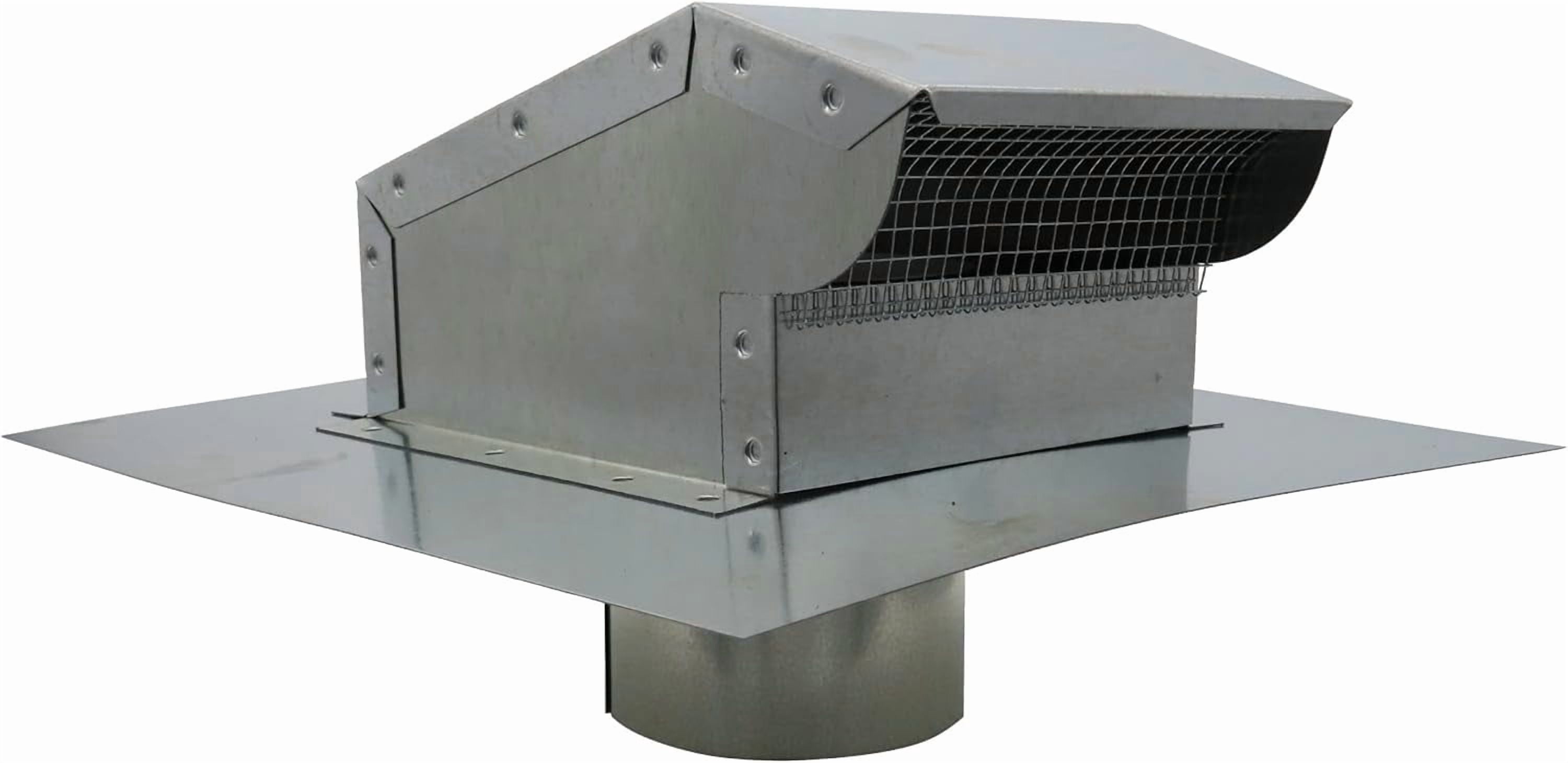 RDP Rooftop Exhaust Vent Cap with Damper and Bottom Extension (4 Inch, Galvanized)