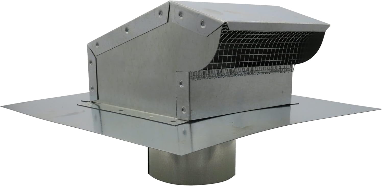 RDP Rooftop Exhaust Vent Cap with Damper and Bottom Extension (4 Inch ...