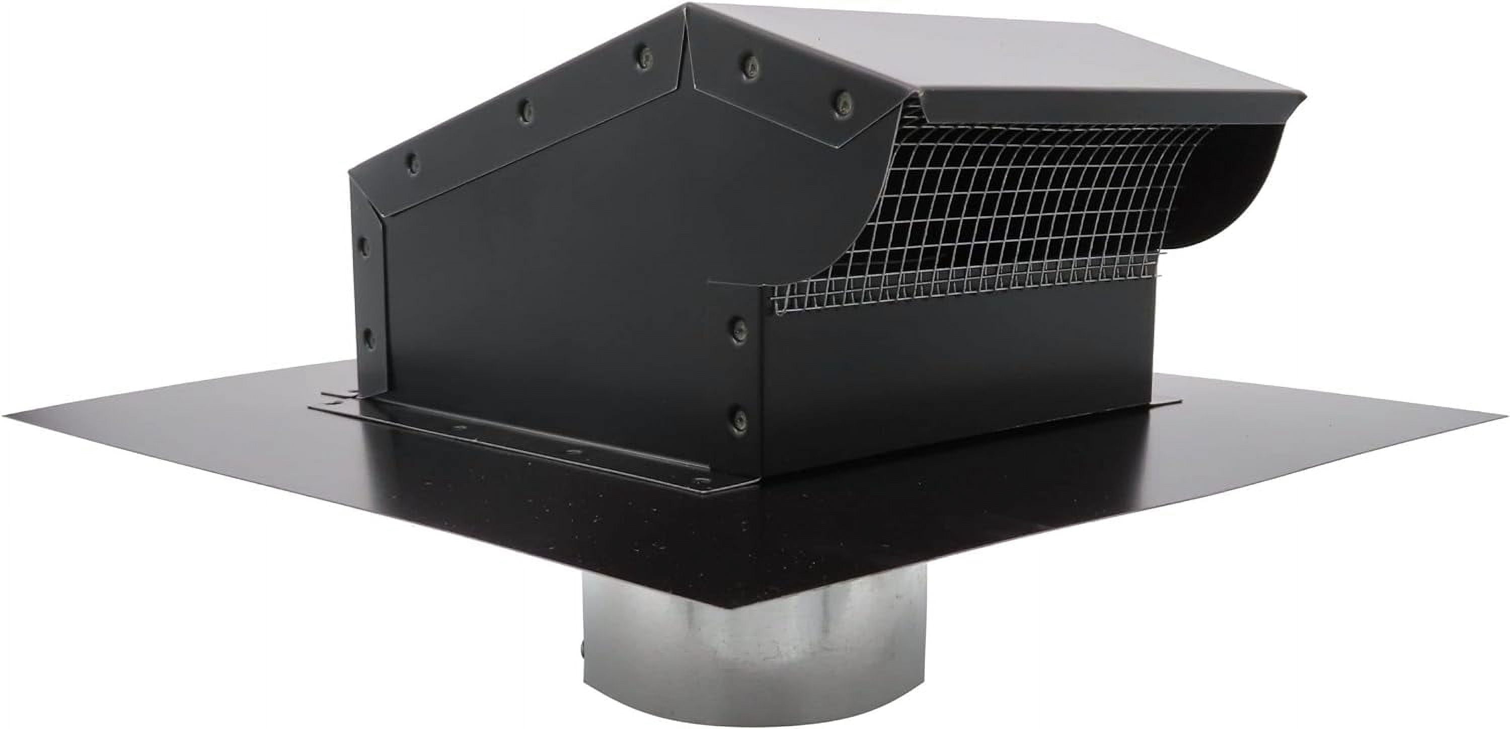RDP Rooftop Exhaust Vent Cap with Damper and Bottom Extension (6 Inch, Black)