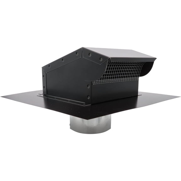RDP Rooftop Exhaust Vent Cap with Damper and Bottom Extension (6 Inch, Black)