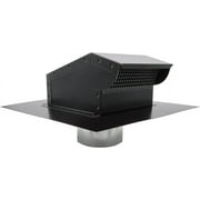 RDP Rooftop Exhaust Vent Cap with Damper and Bottom Extension 6 Inch, Black