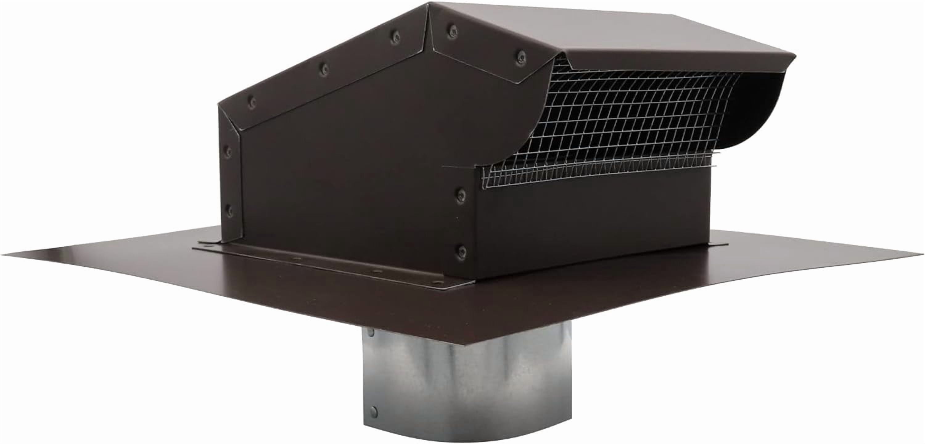 RDP Rooftop Exhaust Vent Cap with Damper and Bottom Extension (6 Inch, Brown)