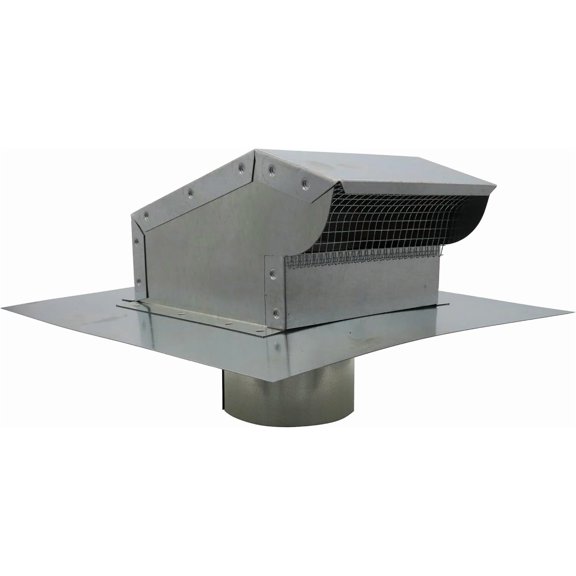RDP Rooftop Exhaust Vent Cap with Damper and Bottom Extension (6 Inch, Galvanized)