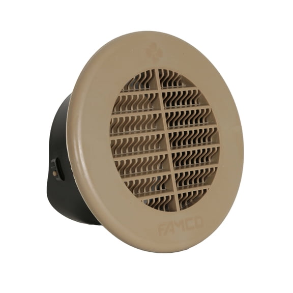 FAMCO Round Plastic Soffit/Under Eave Vent (4 in.) (Beige)