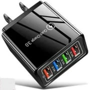 RDRKR 4 USB Multi Port Quick Charge Plug In Wall Charger Compatible with Android/IOS Phones Tablets(Black)
