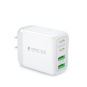 RDRKR 40W USB-C Wall Charger with 4 Ports, Fast Charging Multiport Adapter with Dual PD+QC, Compatible with iOS and Android Phones and Tablets(White)