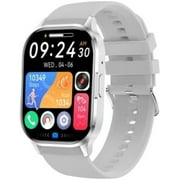 RDRKR AMOLED Unisex Smart Watch for Android iOS with Blood Pressure Oxygen Sleep Monitor, 2.01'' HD AMOLED Touch Screen, Sport Modes, IP67 Waterproof, 250mAh Battery, Magnetic Charging (Gray)