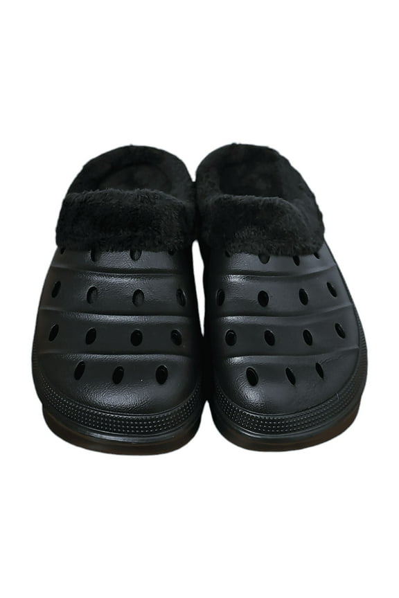 Women's Slipper with Plush Lining, Clog, Black, Size 38 EU, Women's Size 6.5/7 US