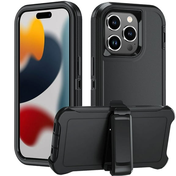 RDRKR IPHONE 15 PROMAX PHONE CASE WITH  HOLSTER BLACK