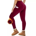 thumbnail image 1 of RDRKR Women's High Waist Winter Leggings with Pockets Yoga Workout Wine L/XL, 1 of 3