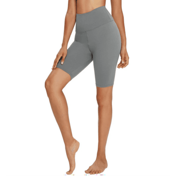 RDRKR Workout Polyester Fitness Yoga Womens High Waist Short Leggings Tummy Control Tight Biker Shorts for Running Cycling(S/M Light Gray)