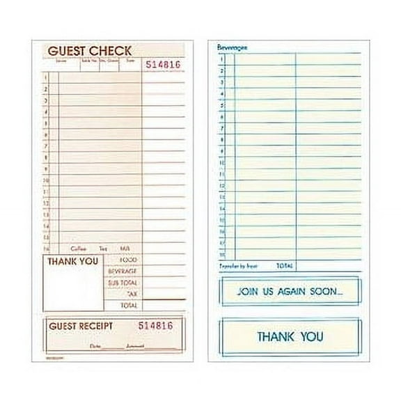 RDW - 3136PAD - 1 Part Padded Guest Checks