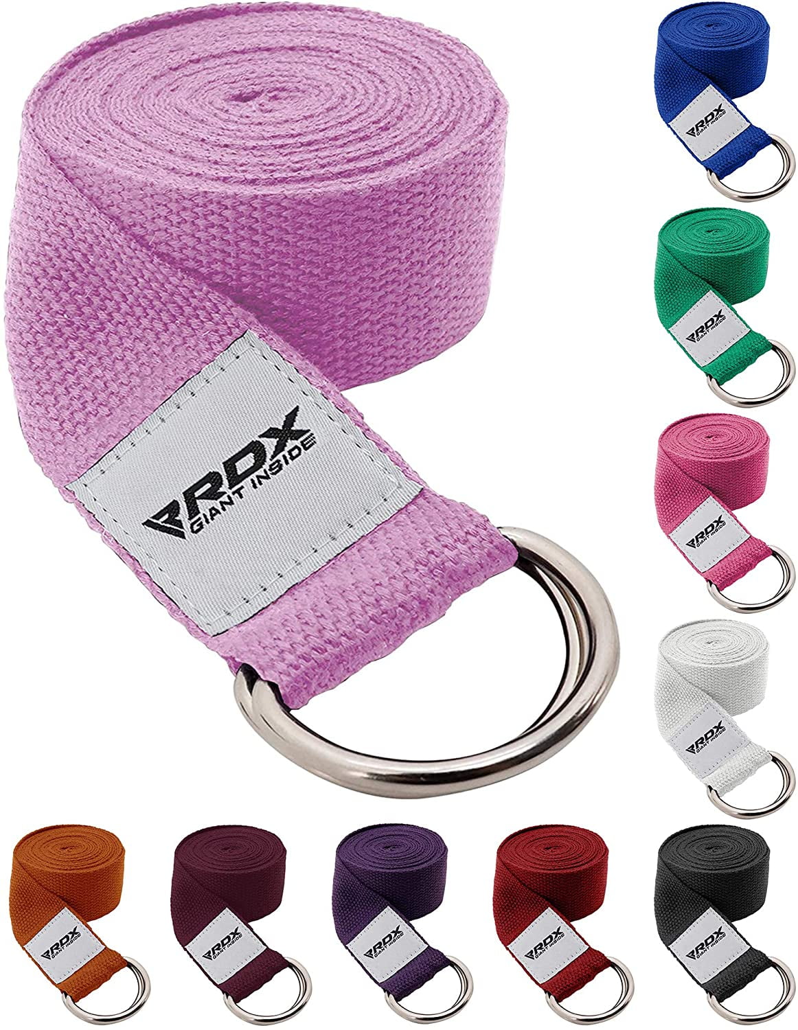 RDX 8ft Yoga Strap with D-Ring Buckle, Durable Polyester Cotton Adjustable Belts for Stretching, MV