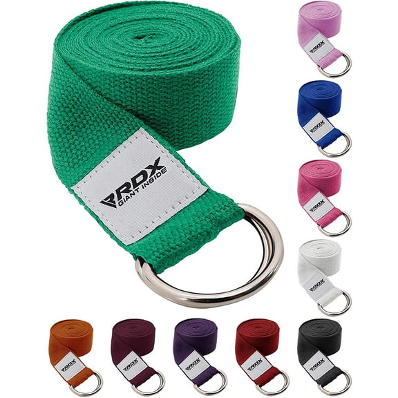 RDX 8ft Yoga Strap with D-Ring Buckle, Durable Polyester Cotton Adjustable Belts for Stretching Pilates Dance Gymnastics, GN