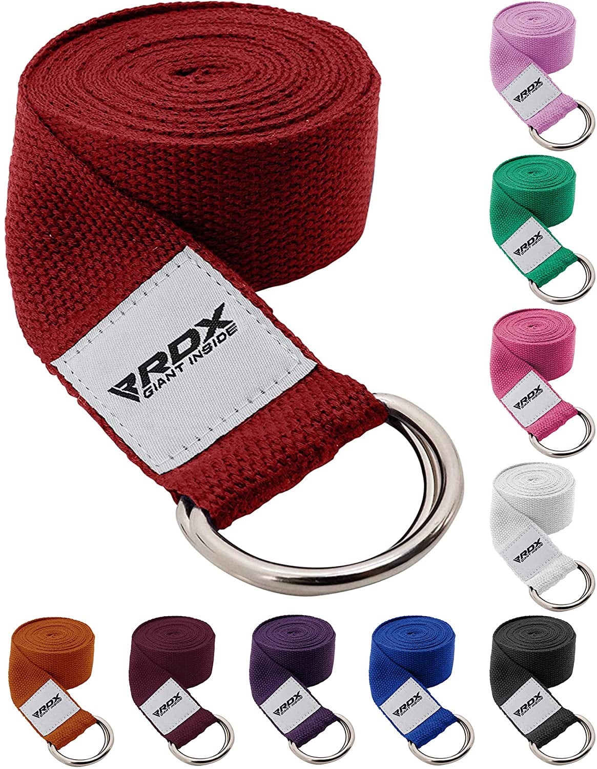 RDX 8ft Yoga Strap with D-Ring Buckle, Durable Polyester Cotton Adjustable Belts for Stretching Pilates, R