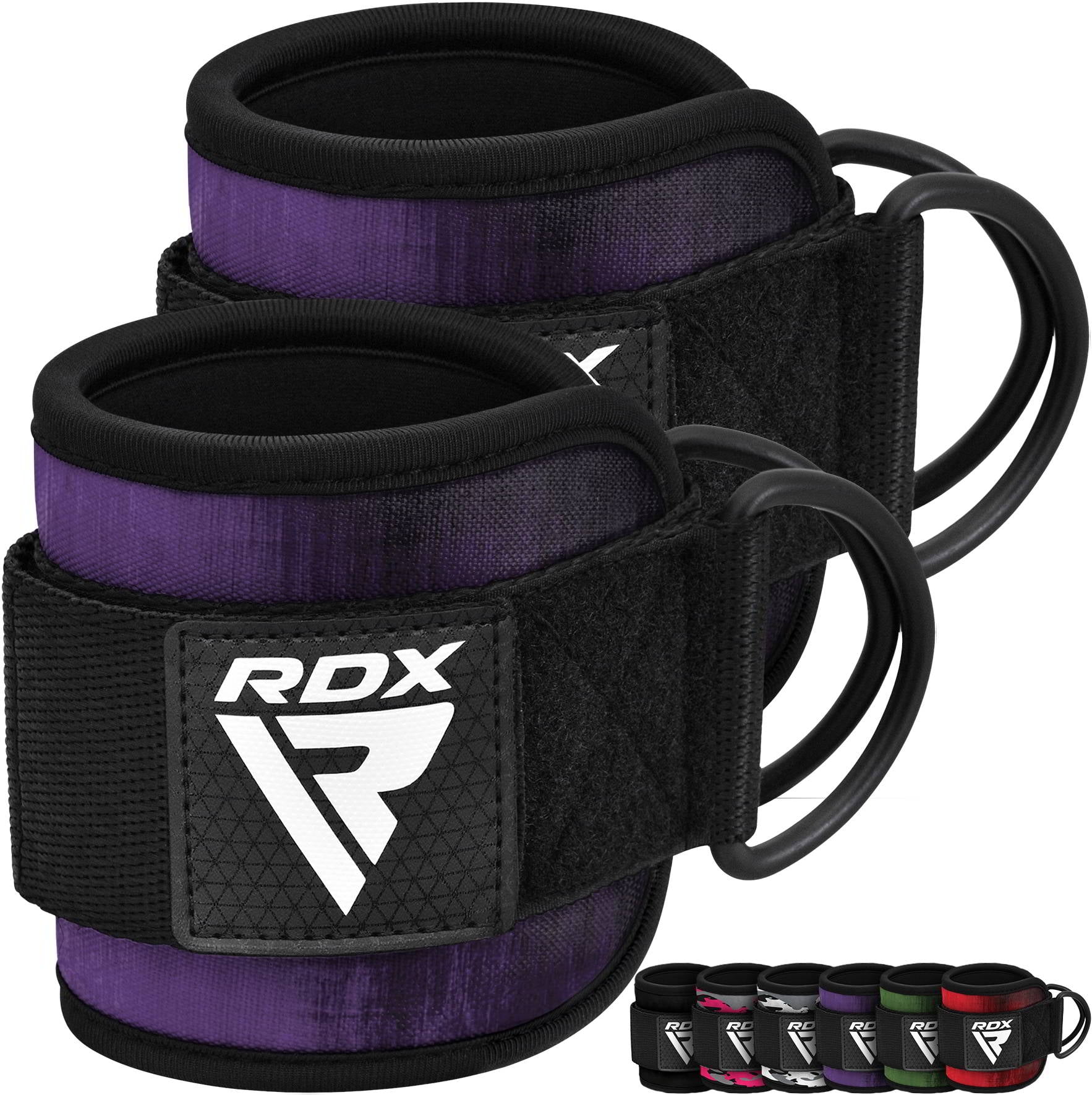 RDX Ankle Straps for Cable Machines, Steel Double D-Ring Neoprene Padded  30CM Gym Cuffs, Kickbacks Glute Leg Extensions Hip Abductors Workout, Thigh  Butt Fitness Exercise, Pulley Attachment, Women Men 