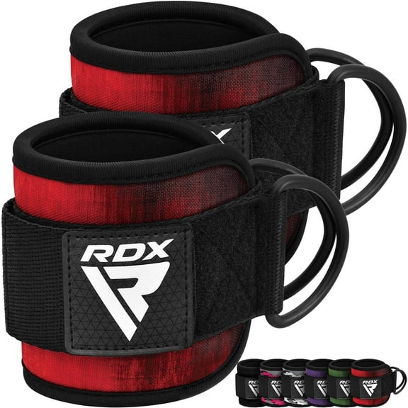 RDX Ankle Straps for Cable Machines, Steel Double D-Ring Neoprene Padded 30CM Gym Cuffs, Kickbacks Glute Leg Extensions Hip Abductors Workout,