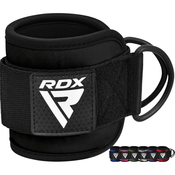 RDX Ankle Straps for Cable Machines, Steel Double D-Ring Neoprene Padded 30CM Gym Cuffs, Kickbacks Glute Leg Extensions Hip Abductors Workout,