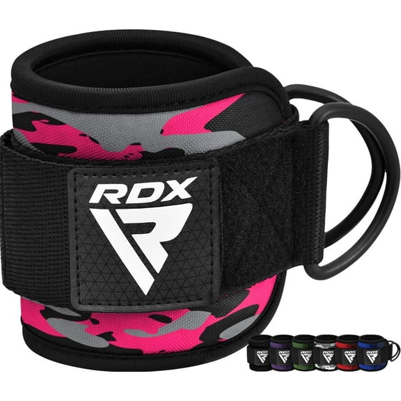 RDX Ankle Straps for Cable Machines, Steel Double D-Ring Neoprene Padded 30CM Gym Cuffs, Kickbacks Glute Leg Extensions Hip Abductors Workout,