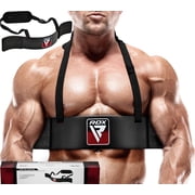 "RDX Arm Curl Blaster Support for Muscle Bodybuilding & Weight Lifting – Adjustable Bicep and Tricep Isolator Bar with 42” Strap, 6mm Neck Pad, Ergonomic Gym Training Equipment, Black"