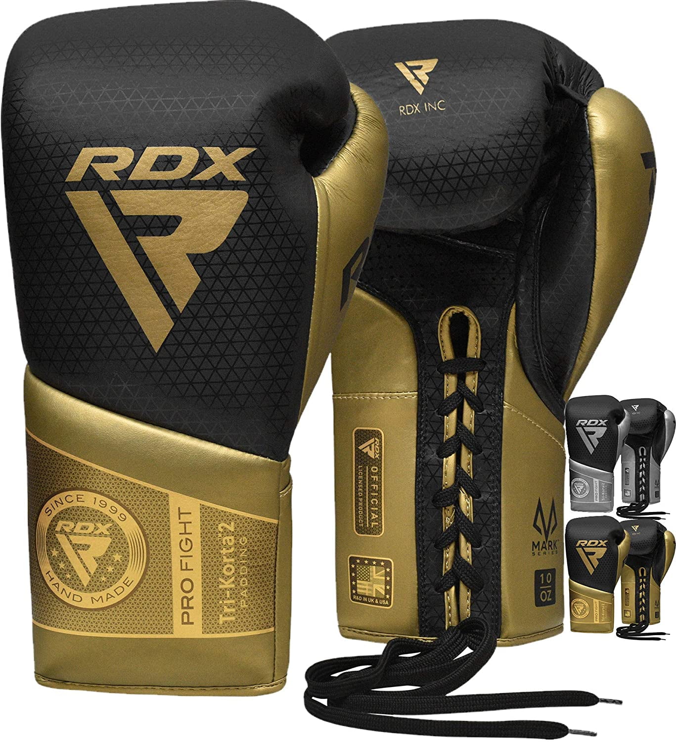 RDX Boxing Gloves for Fighting Muay Thai Mitts, Maya Hide Leather Mark PRO Lace-Up Training Glove for Sparring, Kickboxing, Punch Bags, Focus Pads, Thai Pad, Double End Ball Punching