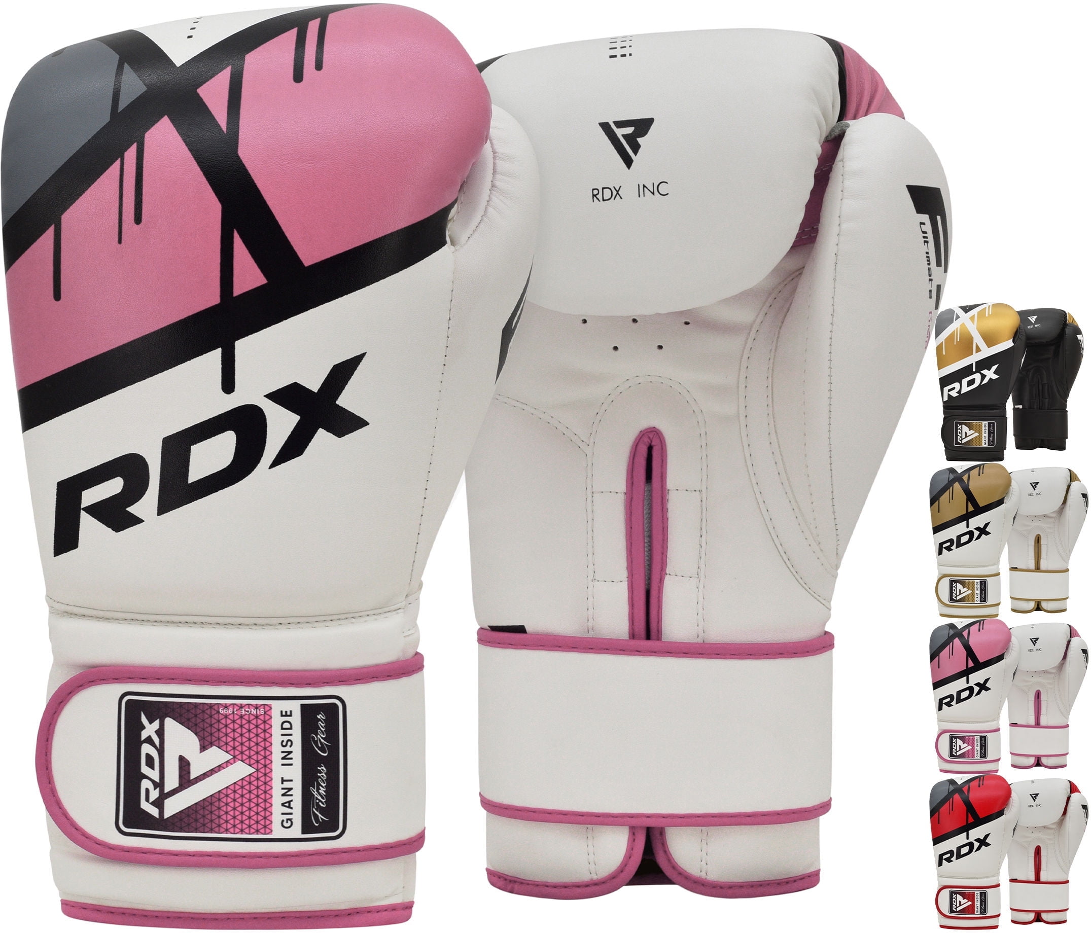 RDX Boxing Gloves Muay Thai Training Leather Sparring Punching Mitts Pink 12oz
