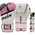 thumbnail image 1 of RDX Boxing Gloves Muay Thai Training Leather Sparring Punching Mitts Pink 12oz, 1 of 7
