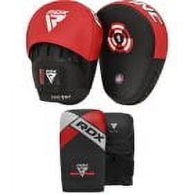 RDX Boxing Gloves and Pads Set, Maya Hide Leather Hook and Jab Curved Focus Mitts Punching Gloves for MMA, Muay Thai, Kickboxing Coaching, Martial Arts, Hand Target Strike Shield