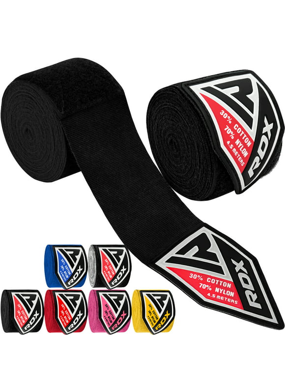RDX Boxing Hand Wraps Inner Gloves, 4.5 Meter 180 Inches Elasticated Thumb Loop Bandages, Under Mitts Wrist Hand Protection, Muay Thai MMA Kickboxing Martial Arts, Punching Bag Speed Ball Training