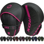 RDX Boxing Pads Curved Focus Mitts, Maya Hide Leather Kara Hook and jab Training Pads, Adjustable Strap Ventilated, MMA Muay Thai Kickboxing Coaching Martial Arts Punching Hand Target Strike Shield