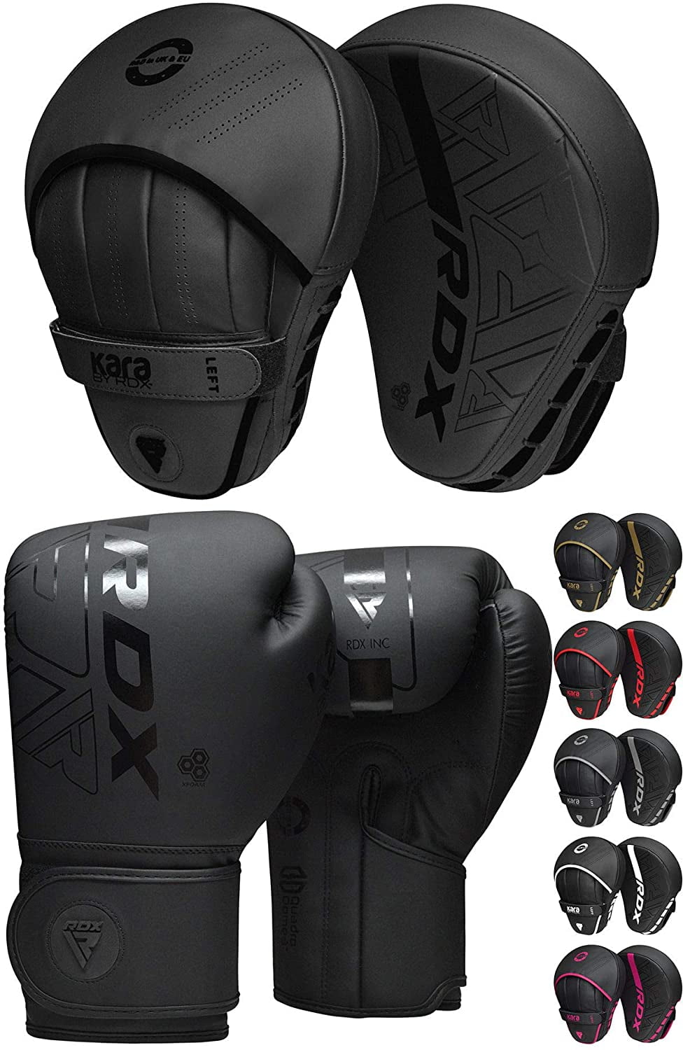 RDX Boxing Pads and Gloves Set, Maya Hide Leather KARA Hook and Jab