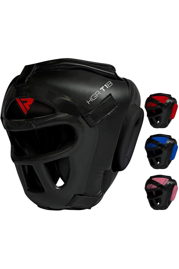 Boxing Sport Protective Head Gear Removable Face Grill Black M