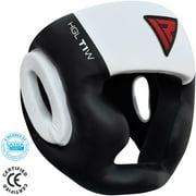 RDX Cowhide Leather Boxing Head Guard T1, White, Small