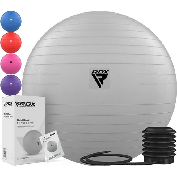 RDX Exercise Ball Anti-Burst Extra Thick PVC Material, Soft Swiss Balance Ball with Quick Pump for Yoga Pilates Stretching Fitness Birthing Pregnancy Office Home Gym Workout Training, Supports 250kgs